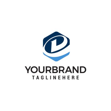 mektup d altıgen logo tasarım kavramı şablon vektör