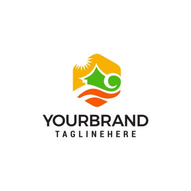 ev nehir logosu tasarım kavramı şablon vektör