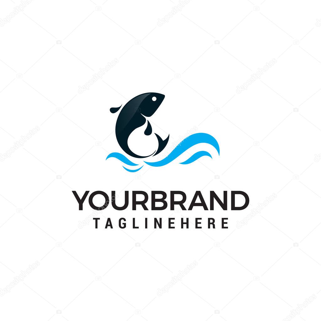 Dolphin jumping above waves logo design concept template vector