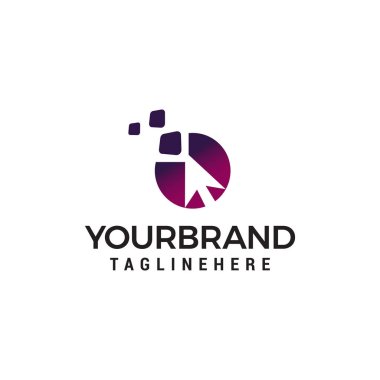 ok Pixel Imleç logo tasarım kavramı şablon vektörü