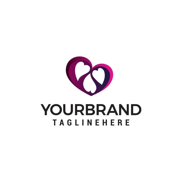 heart family logo design concept template vector