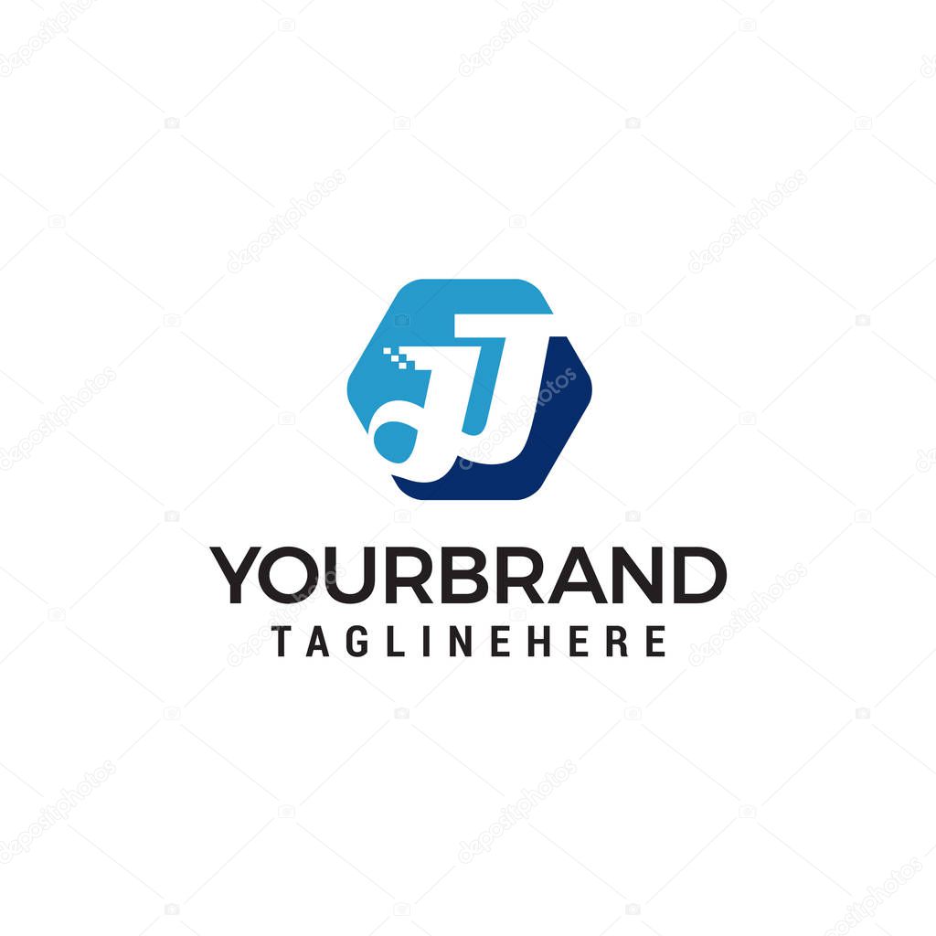 Letter jj hexagon logo design concept template vector