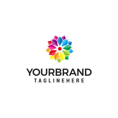 Soyut çok renkli çiçek logosu tasarım kavramı şablon vektör