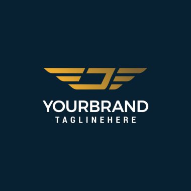 mektup j kanat logosu tasarım kavramı vektör