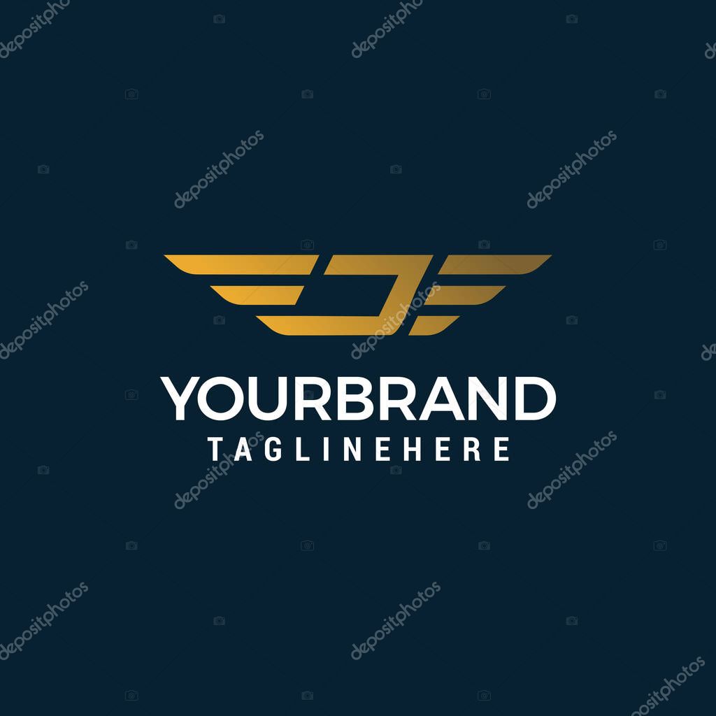 Letter j wing logo design concept template vector