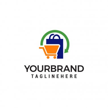alışveriş logosu tasarım kavramı şablon vektörü