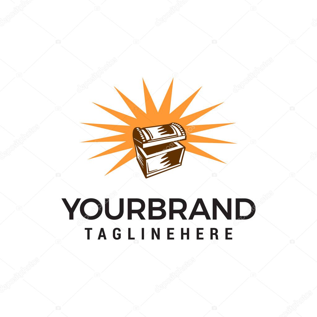 Treasure box logo design concept template vector