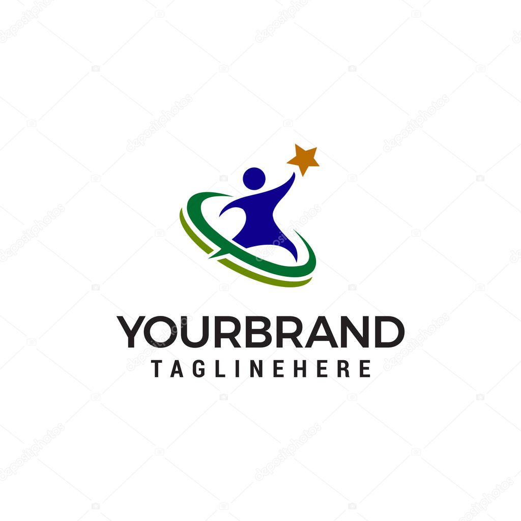 People star logo design concept template vector