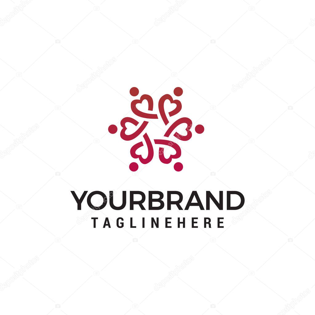 People heart logo design concept template vector