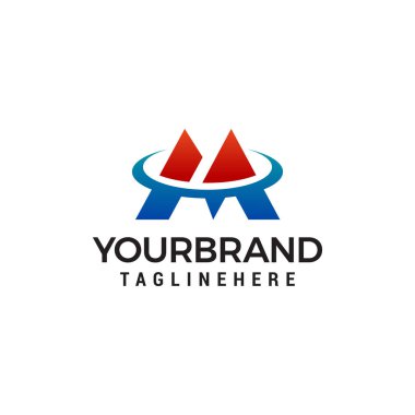 mektup M teknoloji logo tasarım kavramı şablon vektör