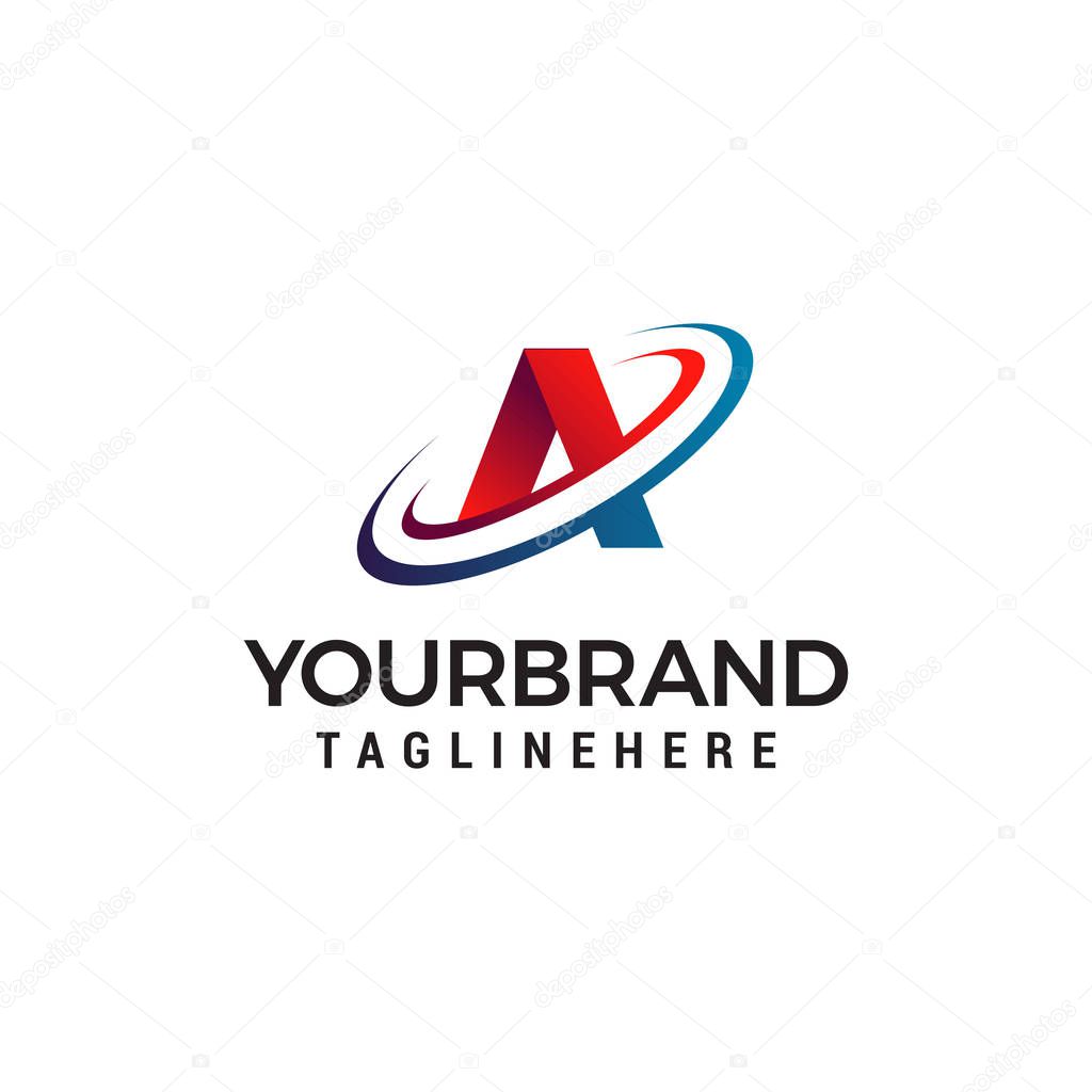 Letter A Swash logo design concept template vector