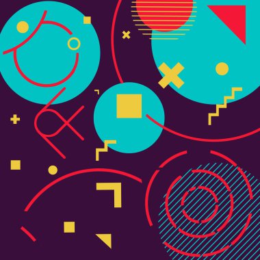 Trendy geometrik şekiller Memphis hipster arka plan
