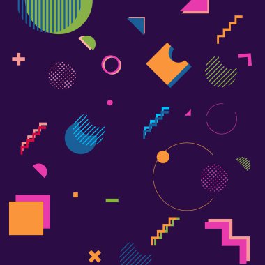 Trendy geometrik şekiller Memphis hipster arka plan