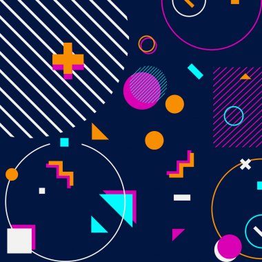 Trendy geometrik şekiller Memphis hipster arka plan