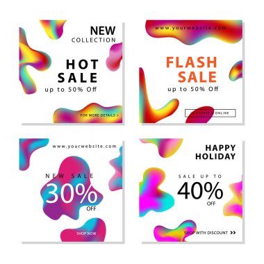 Akışkan gradyan şekiller kompozisyon grafik elemanı ile sosyal medya sonrası şablonu toplama