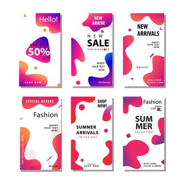 sıvı gradyan elemanı ile satış afiş arka plan ayarlayın. Afiş satışı, sunum, sosyal medya hikayeleri, hikaye, promosyon, el ilanı, poster ve broşür için uygundur