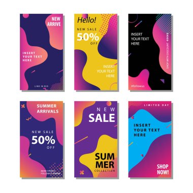 sıvı gradyan elemanı ile satış afiş arka plan ayarlayın. Afiş satışı, sunum, sosyal medya hikayeleri, hikaye, promosyon, el ilanı, poster ve broşür için uygundur