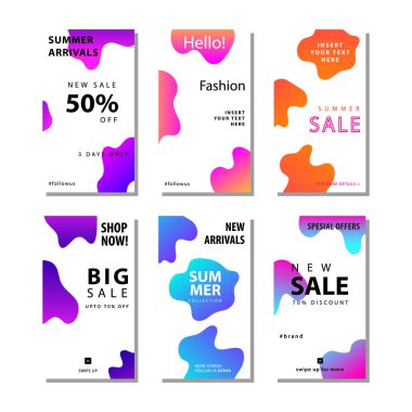 sıvı gradyan elemanı ile satış afiş arka plan ayarlayın. Afiş satışı, sunum, sosyal medya hikayeleri, hikaye, promosyon, el ilanı, poster ve broşür için uygundur