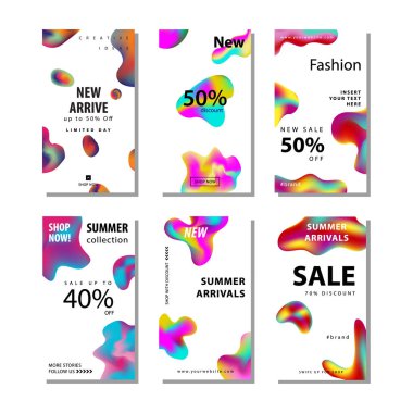 sıvı gradyan elemanı ile satış afiş arka plan ayarlayın. Afiş satışı, sunum, sosyal medya hikayeleri, hikaye, promosyon, el ilanı, poster ve broşür için uygundur