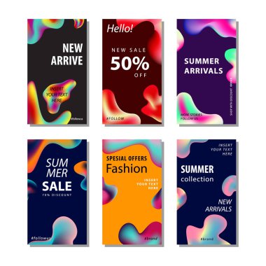 sıvı gradyan elemanı ile satış afiş arka plan ayarlayın. Afiş satışı, sunum, sosyal medya hikayeleri, hikaye, promosyon, el ilanı, poster ve broşür için uygundur