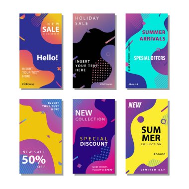 sıvı gradyan elemanı ile satış afiş arka plan ayarlayın. Afiş satışı, sunum, sosyal medya hikayeleri, hikaye, promosyon, el ilanı, poster ve broşür için uygundur