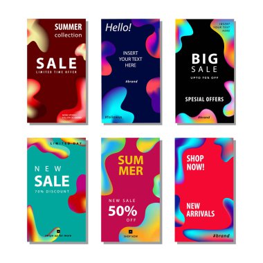 sıvı gradyan elemanı ile satış afiş arka plan ayarlayın. Afiş satışı, sunum, sosyal medya hikayeleri, hikaye, promosyon, el ilanı, poster ve broşür için uygundur