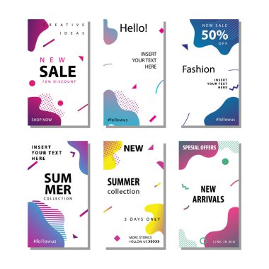 sıvı gradyan elemanı ile satış afiş arka plan ayarlayın. Afiş satışı, sunum, sosyal medya hikayeleri, hikaye, promosyon, el ilanı, poster ve broşür için uygundur