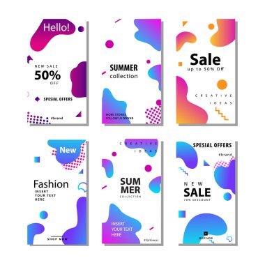 sıvı gradyan elemanı ile satış afiş arka plan ayarlayın. Afiş satışı, sunum, sosyal medya hikayeleri, hikaye, promosyon, el ilanı, poster ve broşür için uygundur