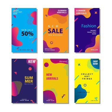 sıvı gradyan elemanı ile satış afiş arka plan ayarlayın. Afiş satışı, sunum, sosyal medya hikayeleri, hikaye, promosyon, el ilanı, poster ve broşür için uygundur