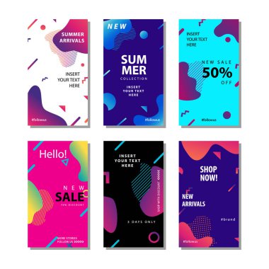 sıvı gradyan elemanı ile satış afiş arka plan ayarlayın. Afiş satışı, sunum, sosyal medya hikayeleri, hikaye, promosyon, el ilanı, poster ve broşür için uygundur