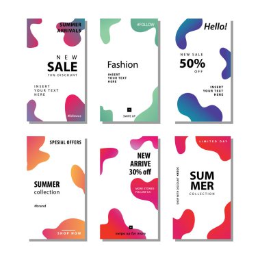 sıvı gradyan elemanı ile satış afiş arka plan ayarlayın. Afiş satışı, sunum, sosyal medya hikayeleri, hikaye, promosyon, el ilanı, poster ve broşür için uygundur