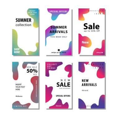 sıvı gradyan elemanı ile satış afiş arka plan ayarlayın. Afiş satışı, sunum, sosyal medya hikayeleri, hikaye, promosyon, el ilanı, poster ve broşür için uygundur