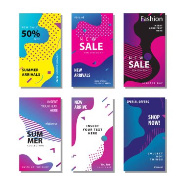 sıvı gradyan elemanı ile satış afiş arka plan ayarlayın. Afiş satışı, sunum, sosyal medya hikayeleri, hikaye, promosyon, el ilanı, poster ve broşür için uygundur