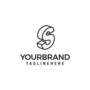 Mektup S logosu 3d isometrik çizgiler geometrik şekil şablon tasarım vektörü