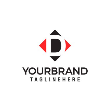 mektup D negatif alan kare logo vektör tasarım şablonu