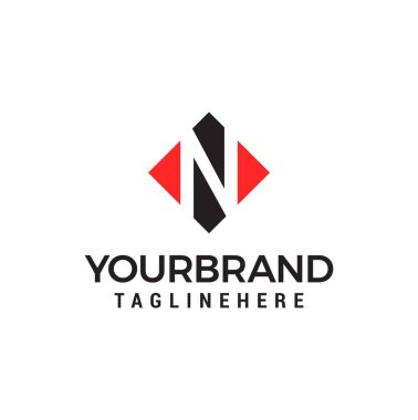 harfi N negatif boşluk kare logo vektör tasarım şablonu