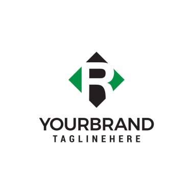 mektup R negatif alan kare logo vektör tasarım şablonu