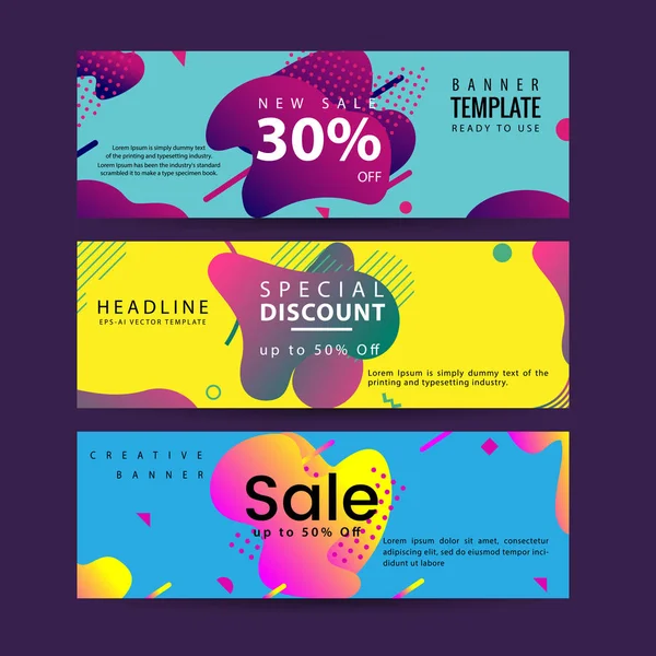 Horizontal banner set with Modern Colorful fluid element web template . Modern flat material design — Stock Vector