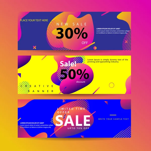 Horizontal banner set with Modern Colorful fluid element web template . Modern flat material design — Stock Vector
