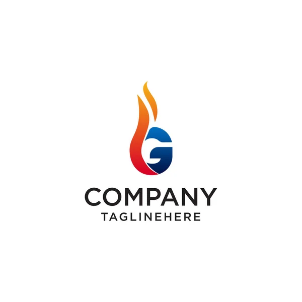 Första bokstaven G Fire logo design. Fire Company logotyper, oljebolag, gruvföretag, brand logotyper, marknadsföring, Corporate Business logotyper. Ikonen. Vektor — Stock vektor
