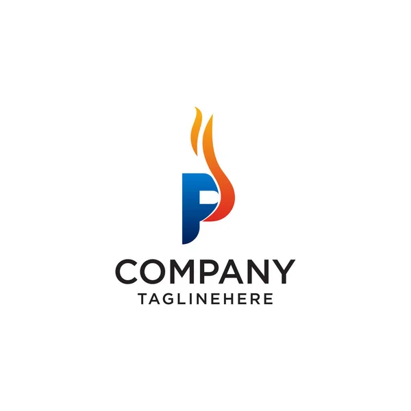 Ilk Letter P yangın logo tasarımı. yangın şirket logoları, petrol şirketleri, madencilik şirketleri, yangın logoları, pazarlama, kurumsal iş logoları. Simge. Vektör — Stok Vektör