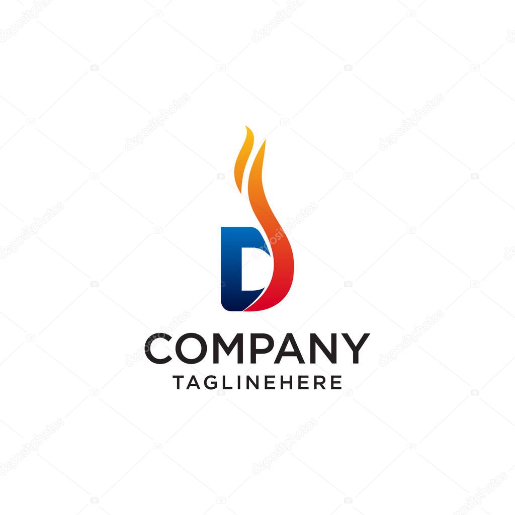 Initial Letter D fire logo design. fire company logos, oil companies, mining companies, fire logos, marketing, corporate business logos. icon. vector