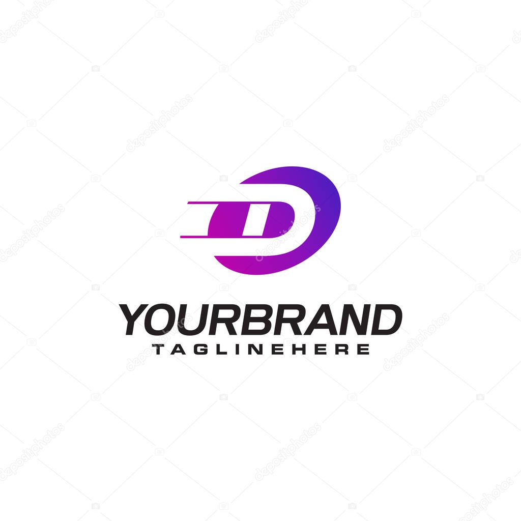 Abstract letter D logo with fast speed lines fast speed moving delivery concept design