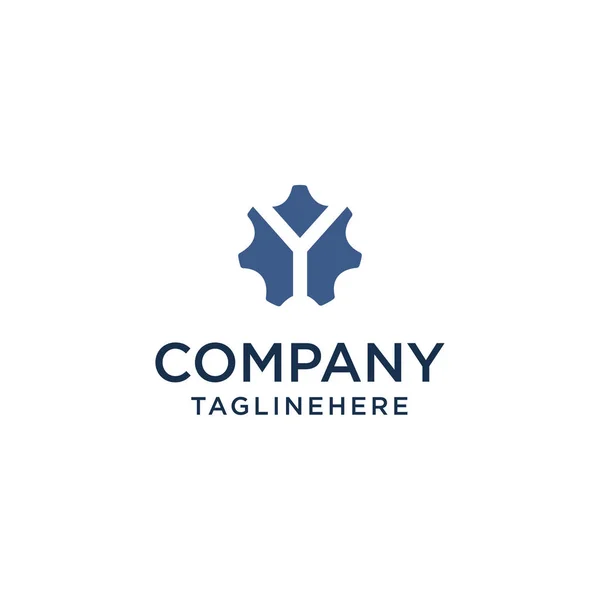 Y logo eerste letterontwerp sjabloon vector Inside Gear vorm ontwerpconcept — Stockvector