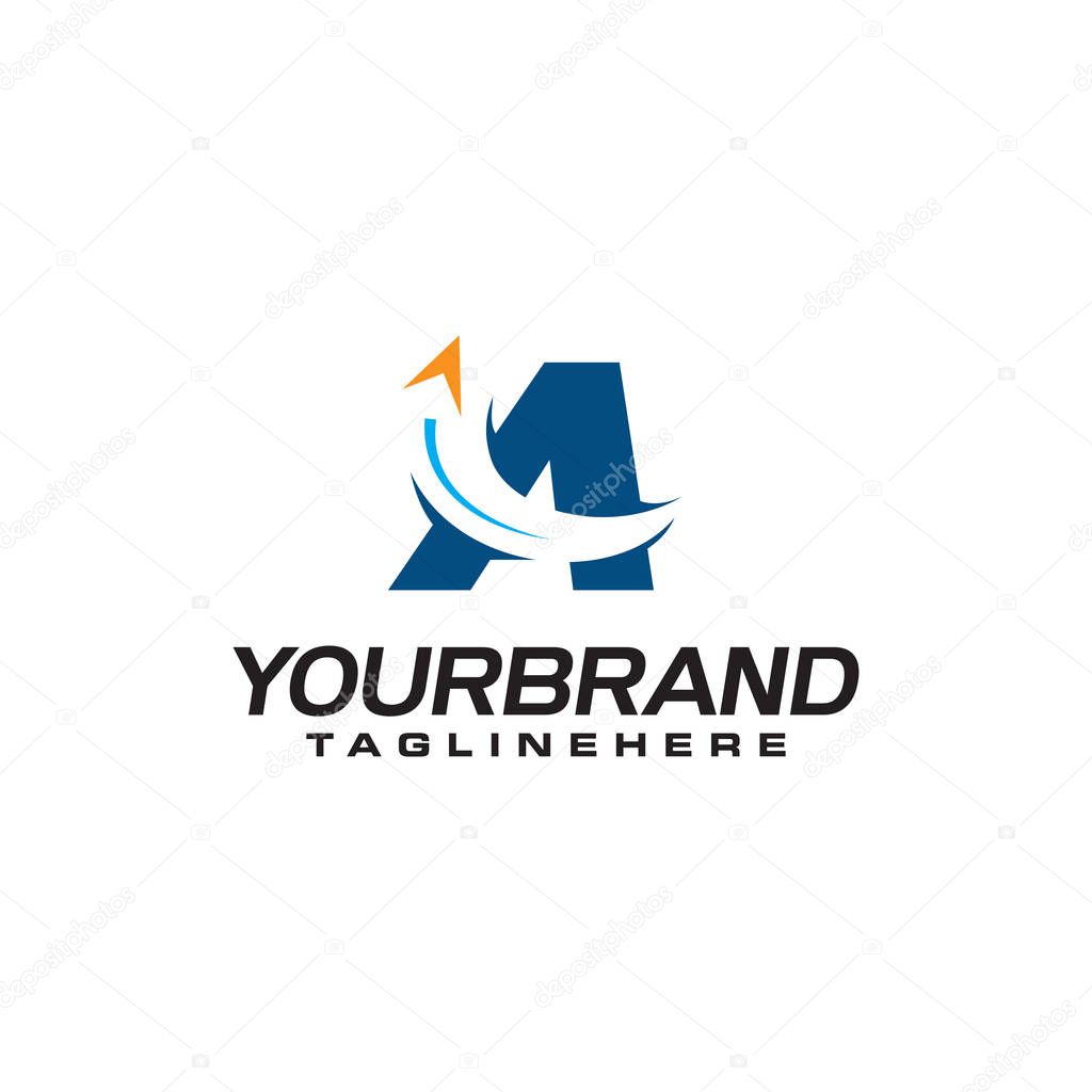 initial letter A logo with arrow shape, letter B travel business logo template