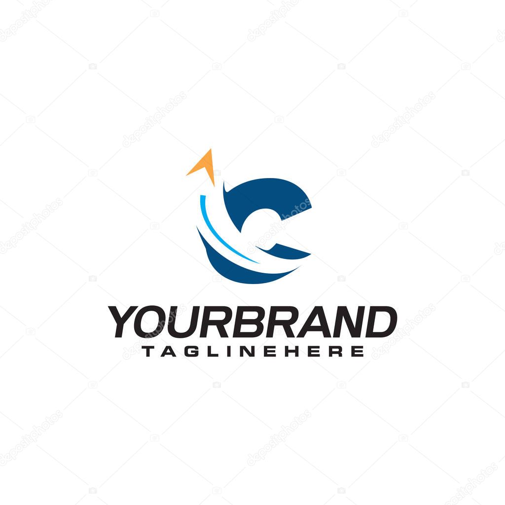 initial letter C logo with arrow shape, letter B travel business logo template