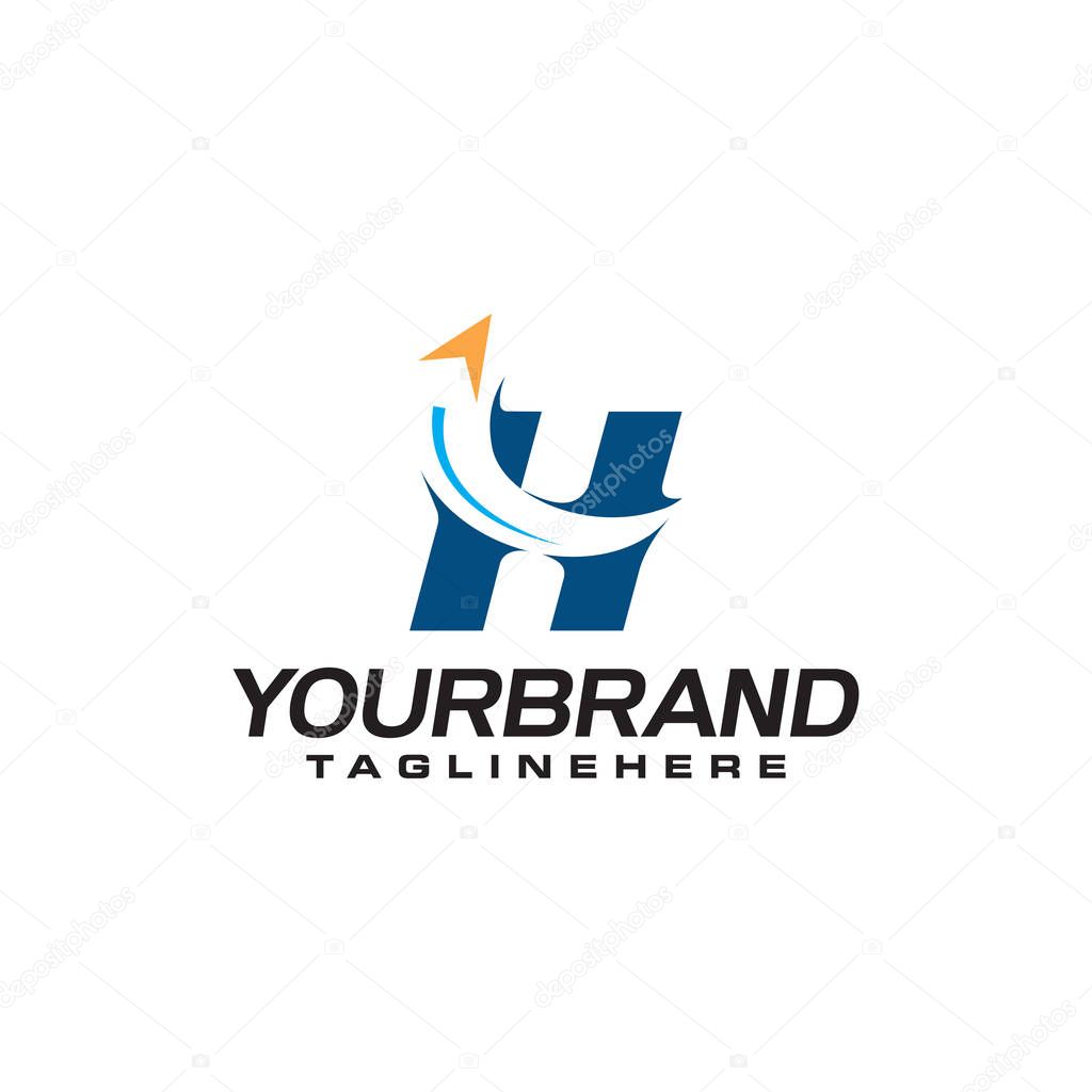 Initial letter H logo with arrow shape, letter B travel business logo template