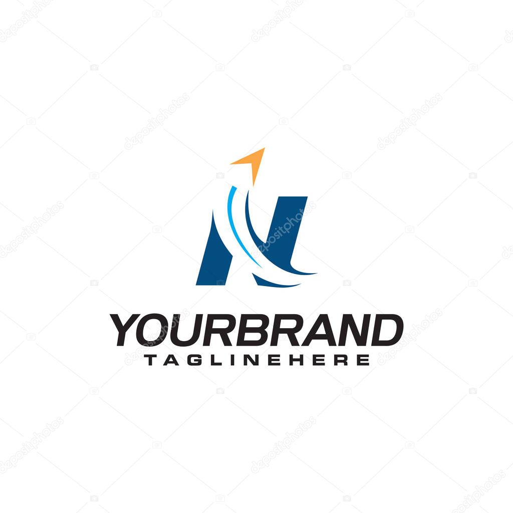 Initial letter N logo with arrow shape, letter B travel business logo template