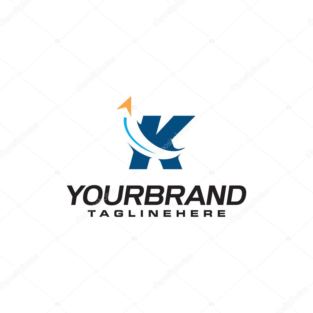 initial letter K logo with arrow shape, letter B travel business logo template