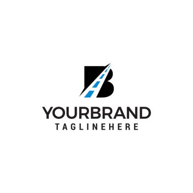 B harfi yol yol logosu yaratıcı tasarım şablonu